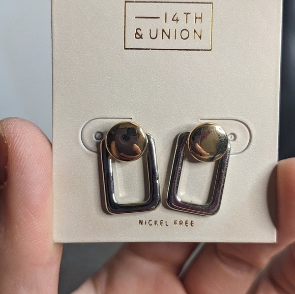 14th and Union Gold and Silver Drop Earrings - Picture 1 of 4